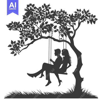Popular premium asset: Silhouette of a couple on a swing under a tree