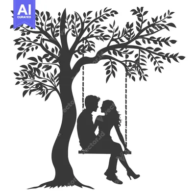 Popular premium asset: Silhouette of a Couple on a Swing Under a Tree