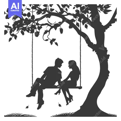 Popular premium asset: Silhouette of a Couple on a Swing Under a Tree