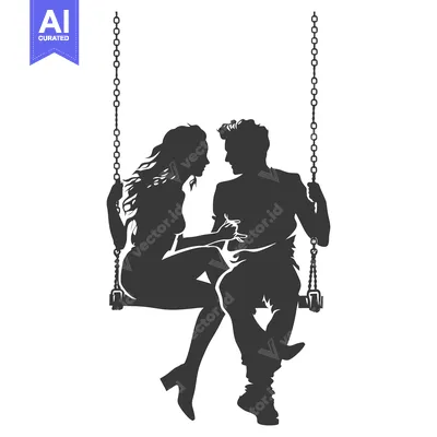 Aset premium populer: Silhouette of a Couple Sitting on a Swing