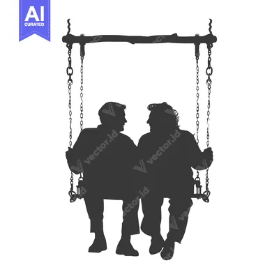 Silhouette of a Couple Sitting on a Swing