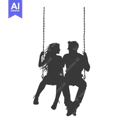 Aset premium populer: Silhouette of a Couple Sitting on a Swing