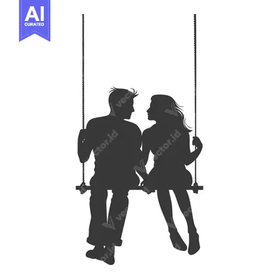 Popular premium asset: Silhouette of a Couple Sitting on a Swing