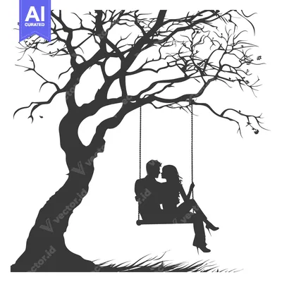 Popular premium asset: Silhouette of a Couple Sitting on a Swing Under a Tree