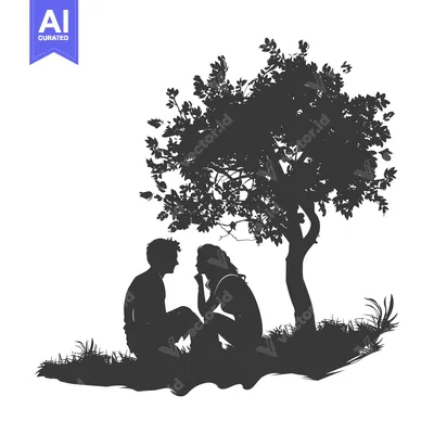 Popular premium asset: Silhouette of a Couple Sitting Under a Tree
