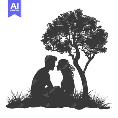 Silhouette of a Couple Under a Tree