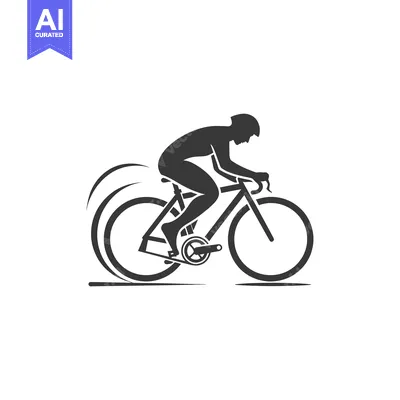 Aset desain premium: Silhouette of a Cyclist in Motion on a Road Bike