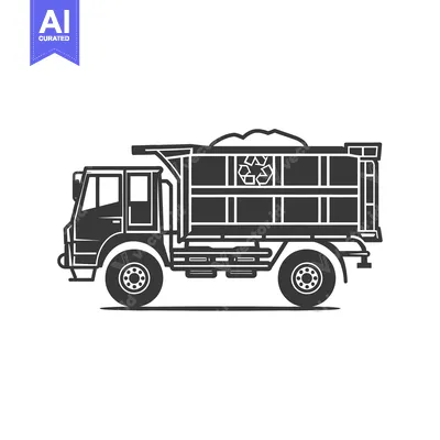 Silhouette of a Dump Truck with a Recycle Symbol on the Side