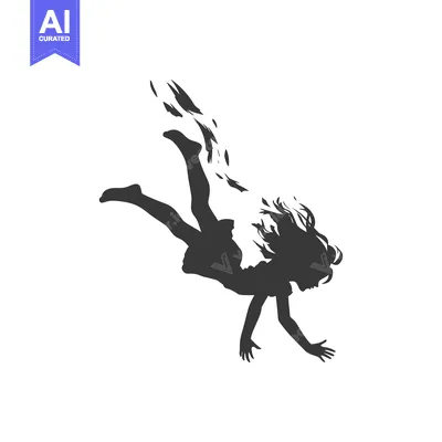 Aset premium populer: Silhouette of a Falling Woman with Flowing Hair