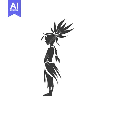Premium design asset: Silhouette of a Female Figure with Feathers in Her Hair