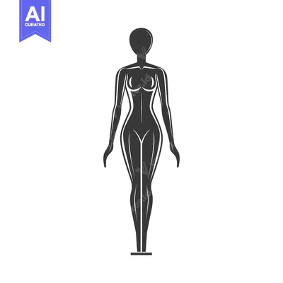 Aset desain premium: Silhouette of a Female Mannequin Standing on a Base