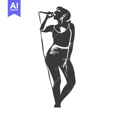 Silhouette of a Female Singer Holding a Microphone