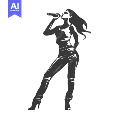 Popular premium asset: Silhouette of a Female Singer Holding a Microphone