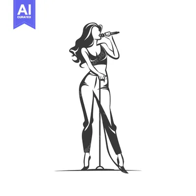 Popular premium asset: Silhouette of a Female Singer with Microphone