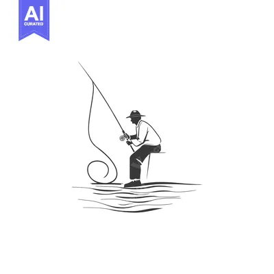 Aset premium populer: Silhouette of a Fisherman Casting a Line