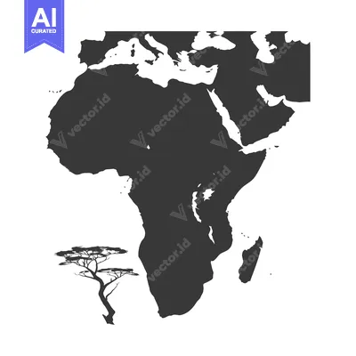 Silhouette of Africa with an Acacia Tree in the Foreground
