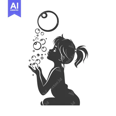 Aset premium populer: Silhouette of a girl blowing bubbles