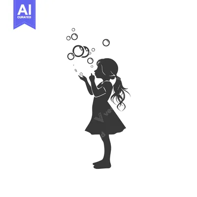 Silhouette of a Girl Blowing Bubbles