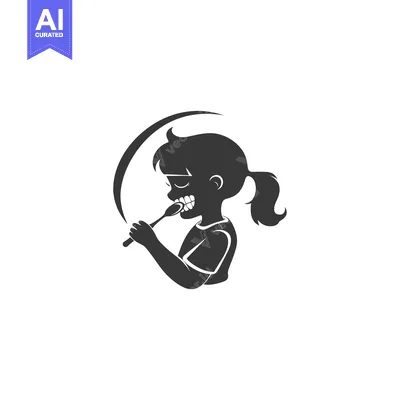 Aset premium populer: Silhouette of a Girl Brushing Her Teeth