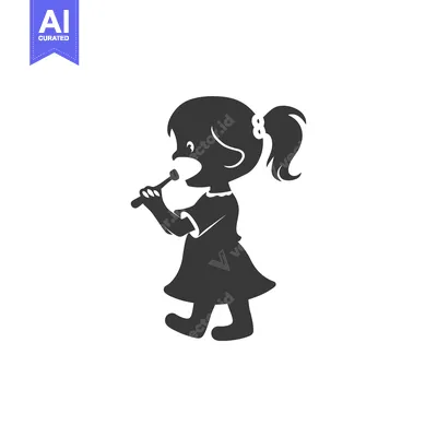 Aset premium populer: Silhouette of a girl brushing her teeth