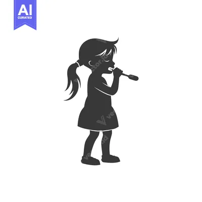Aset premium populer: Silhouette of a Girl Brushing Her Teeth