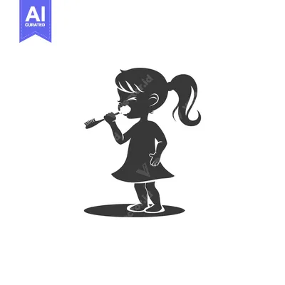 Silhouette of a Girl Brushing Her Teeth