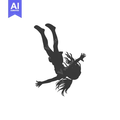 Premium design asset: Silhouette of a Girl Falling with Arms Outstretched