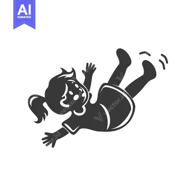 Aset desain premium: Silhouette of a Girl Falling with Arms Outstretched