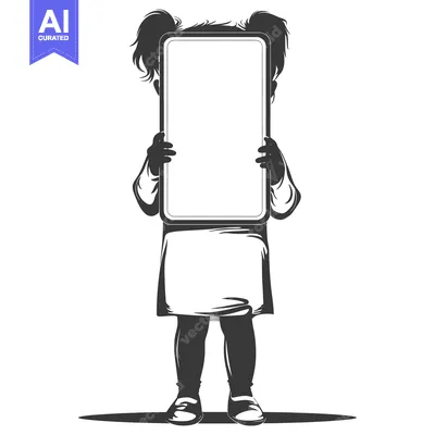 Silhouette of a Girl Holding a Blank Sign