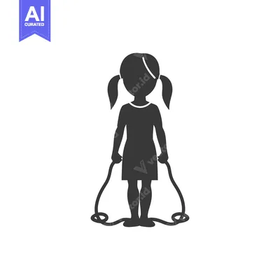 Download Silhouette of a Girl Jumping Rope Vector Graphic