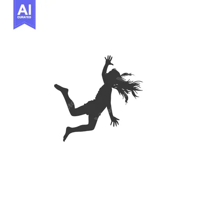 Download Silhouette of a girl jumping with her arms outstretched Vector Graphic