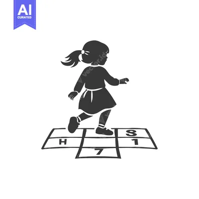 Download Silhouette of a girl playing hopscotch Vector Graphic