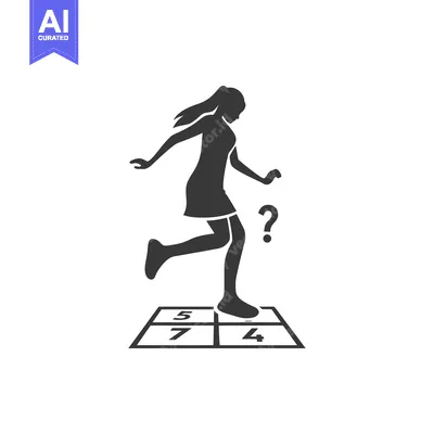 Download Silhouette of a girl playing hopscotch Vector Graphic