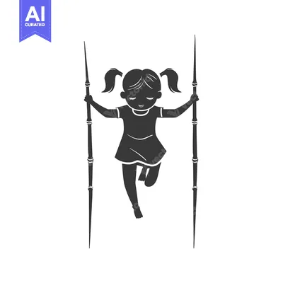 Aset premium populer: Silhouette of a Girl Playing with Two Sticks
