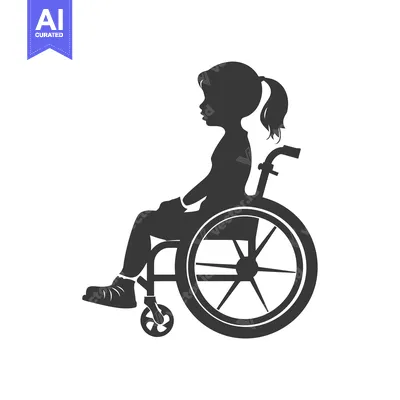 Silhouette of a girl sitting in a wheelchair