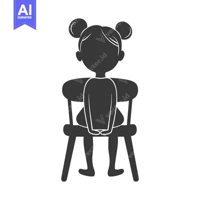 Aset premium populer: Silhouette of a Girl Sitting on a Chair with Her Hands Folded
