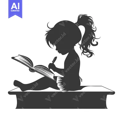 Silhouette of a girl sitting on a platform, writing in a book
