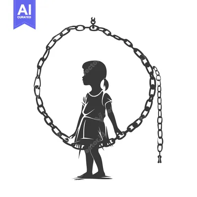Silhouette of a girl standing within a chain circle