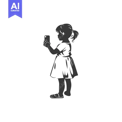 Premium design asset: Silhouette of a Girl Taking a Photo with a Phone