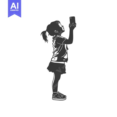 Popular premium asset: Silhouette of a girl taking a photo with a smartphone