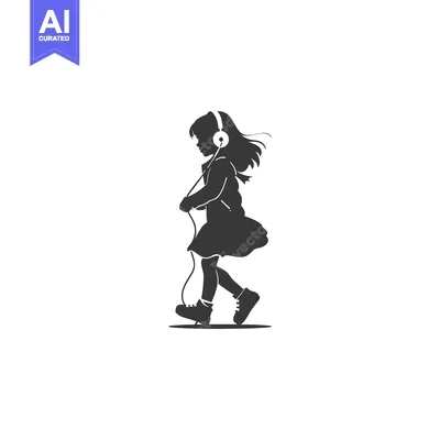Popular premium asset: Silhouette of a Girl Walking and Listening to Music