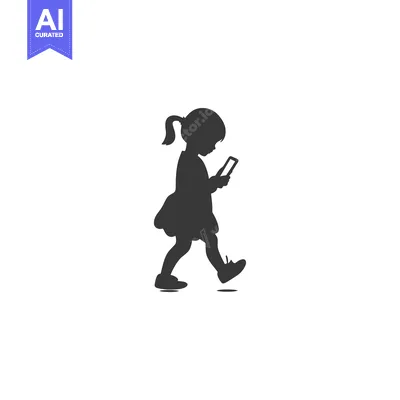 Aset premium populer: Silhouette of a girl walking and looking at her phone