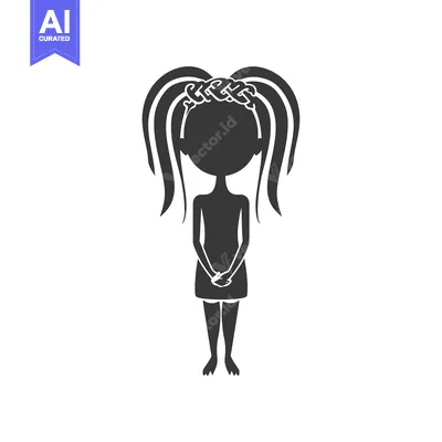 Silhouette of a girl with braided hair and a dress