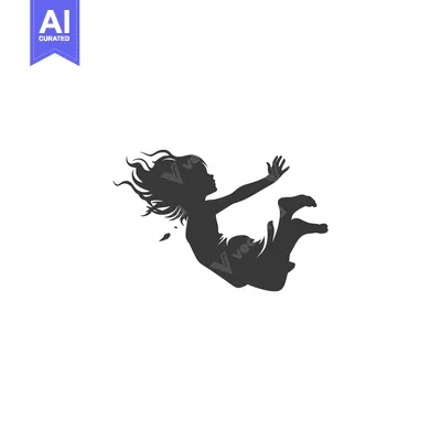 Aset premium populer: Silhouette of a girl with flowing hair, arms outstretched, falling