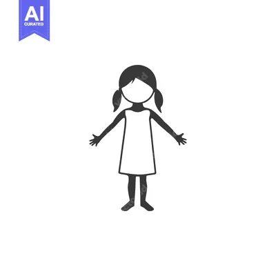 Silhouette of a girl with pigtails standing with arms outstretched