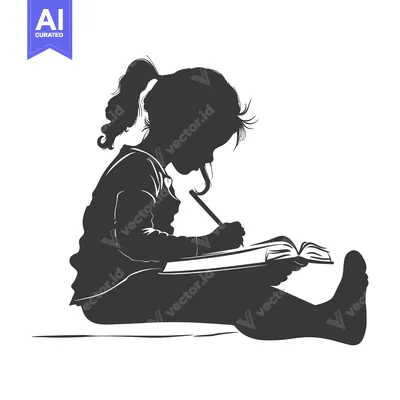 Aset premium populer: Silhouette of a Girl Writing in a Notebook