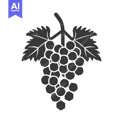 Aset desain premium: Silhouette of a Grape Bunch with Leaves