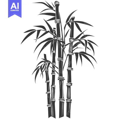 Aset premium populer: Silhouette of a group of bamboo stalks with leaves