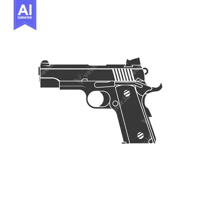 Silhouette of a Handgun with a White Background
