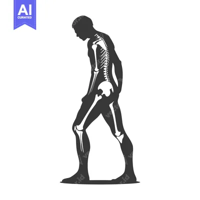 Aset desain premium: Silhouette of a Human Figure with Visible Skeleton